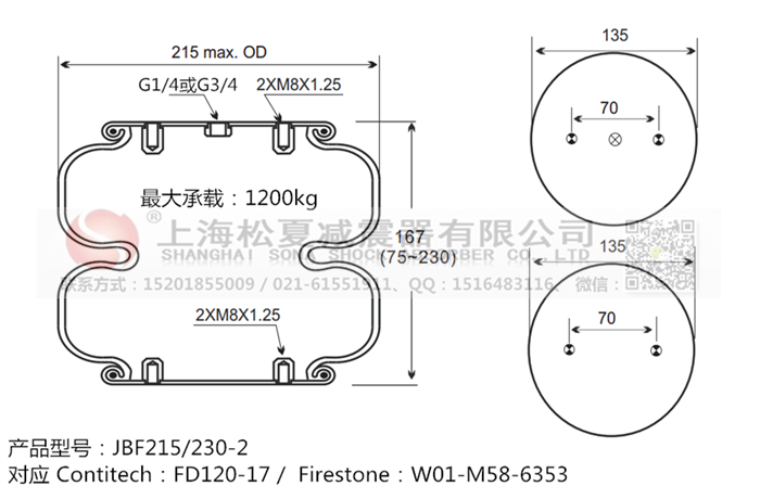 JBF215/230-2橡膠<a href='http://www.cqmxjt.com/' target='_blank'><u>空氣彈簧</u></a>