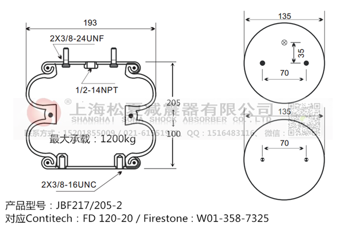 JBF217/205-2橡膠<a href='http://www.cqmxjt.com/' target='_blank'><u>空氣彈簧</u></a>